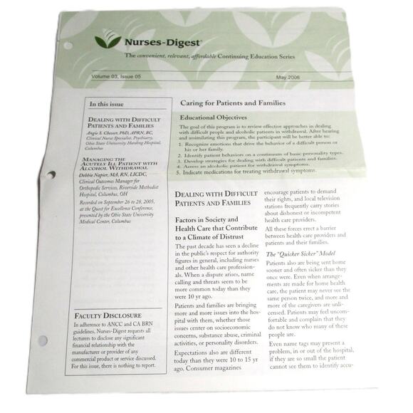 Nurses Digest DVD Caring for Patients and Families Nursing Education May 2006 - Picture 4 of 4